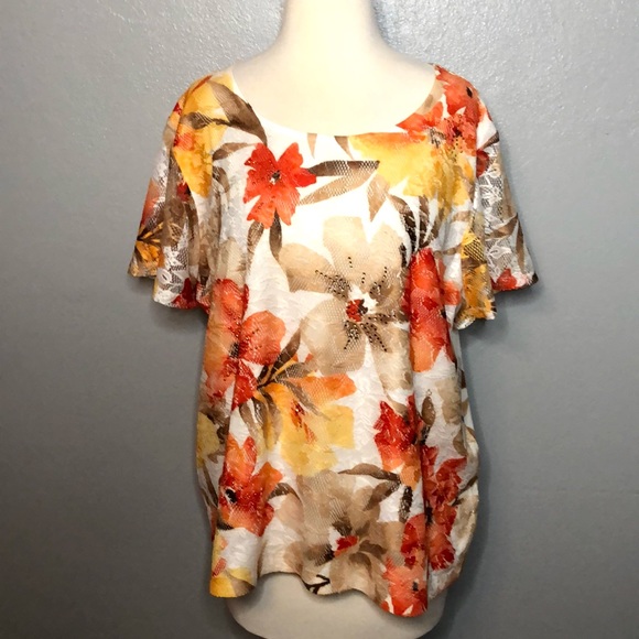 Alfred Dunner Tops - Alfred Dunner Floral Multi Color Top XL S/S NWT
